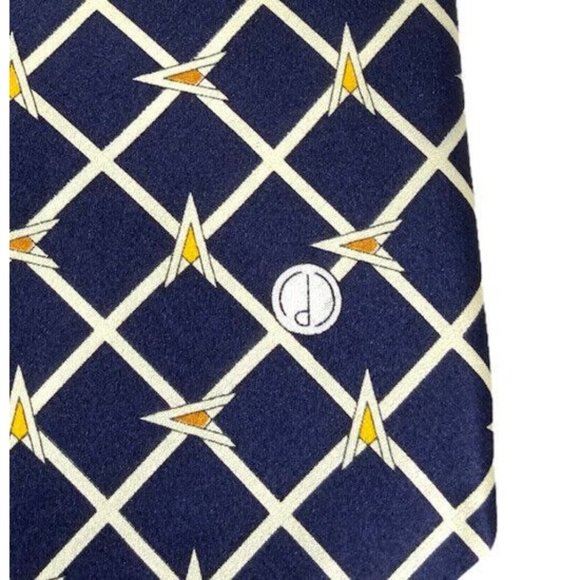 DUNHILL Blue Geometric Silk Tie HANDMADE ITALY 59"/ 4" EC - Picture 4 of 4